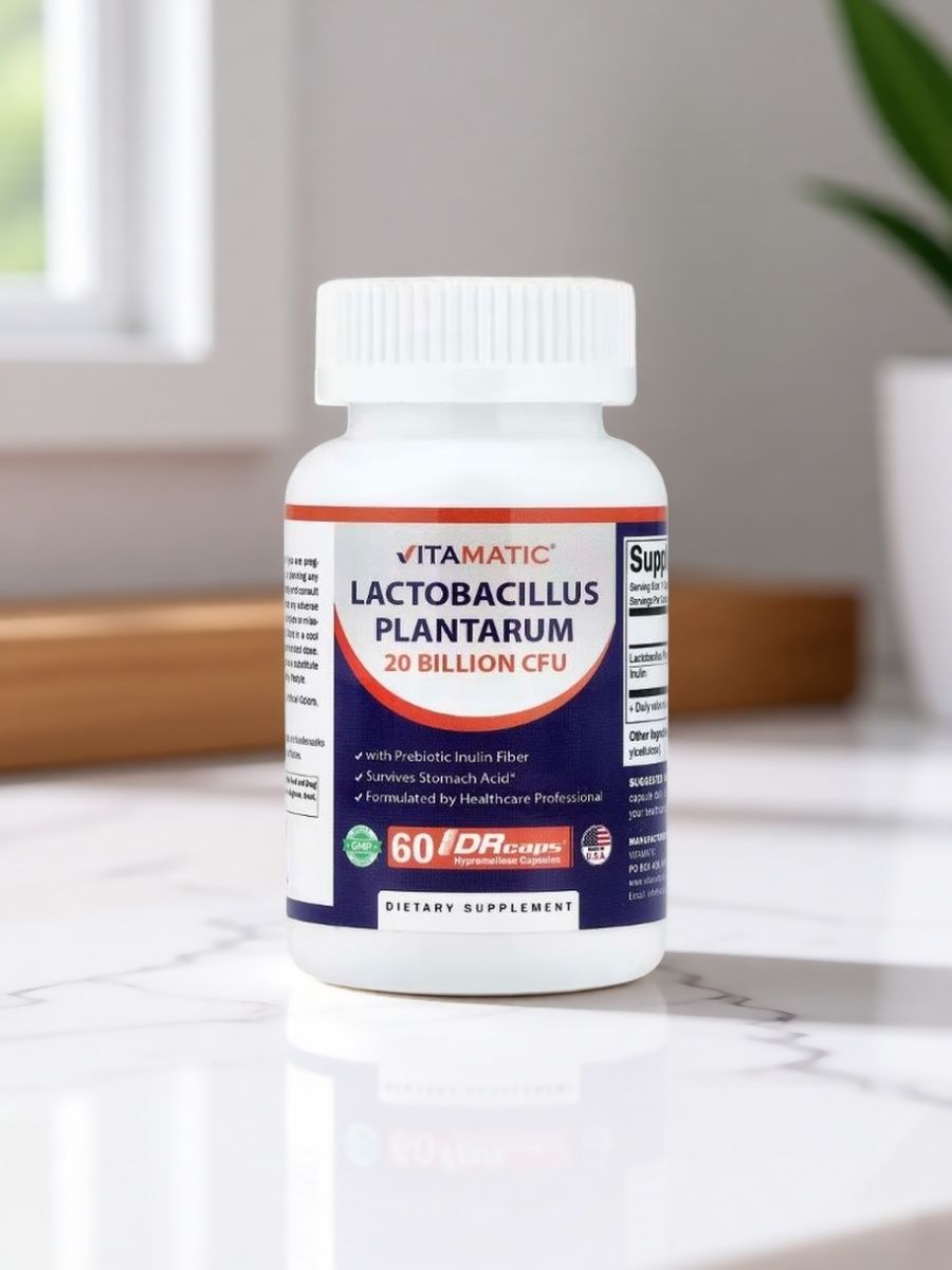 Банка с 60 капсулами лактобактерий плантарум Vitamatic