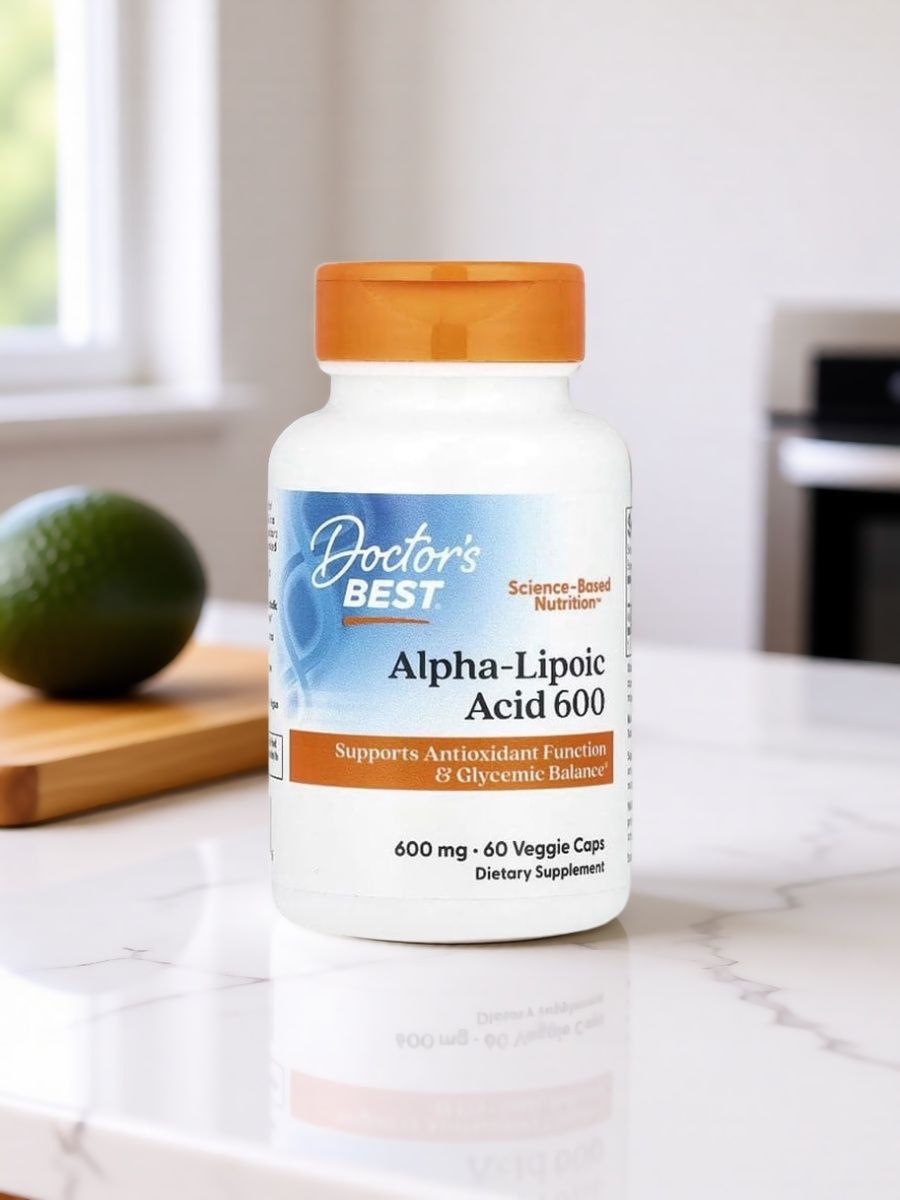 Упаковка альфа-липоевой кислоты 600 мг Doctor's Best, 60 капсул