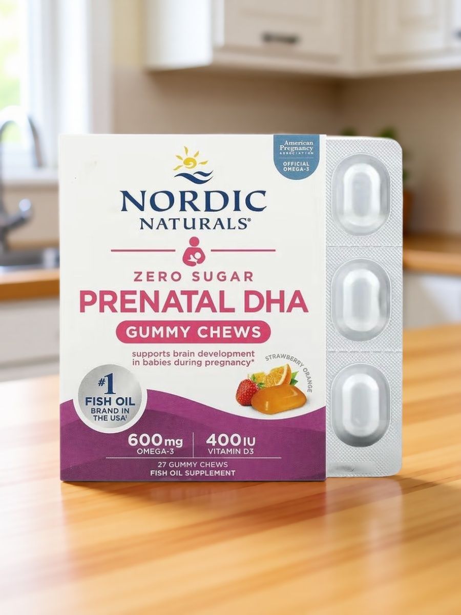 Жевательные таблетки ДГК для беременных Nordic Naturals, 27 шт, вкус клубника-апельсин