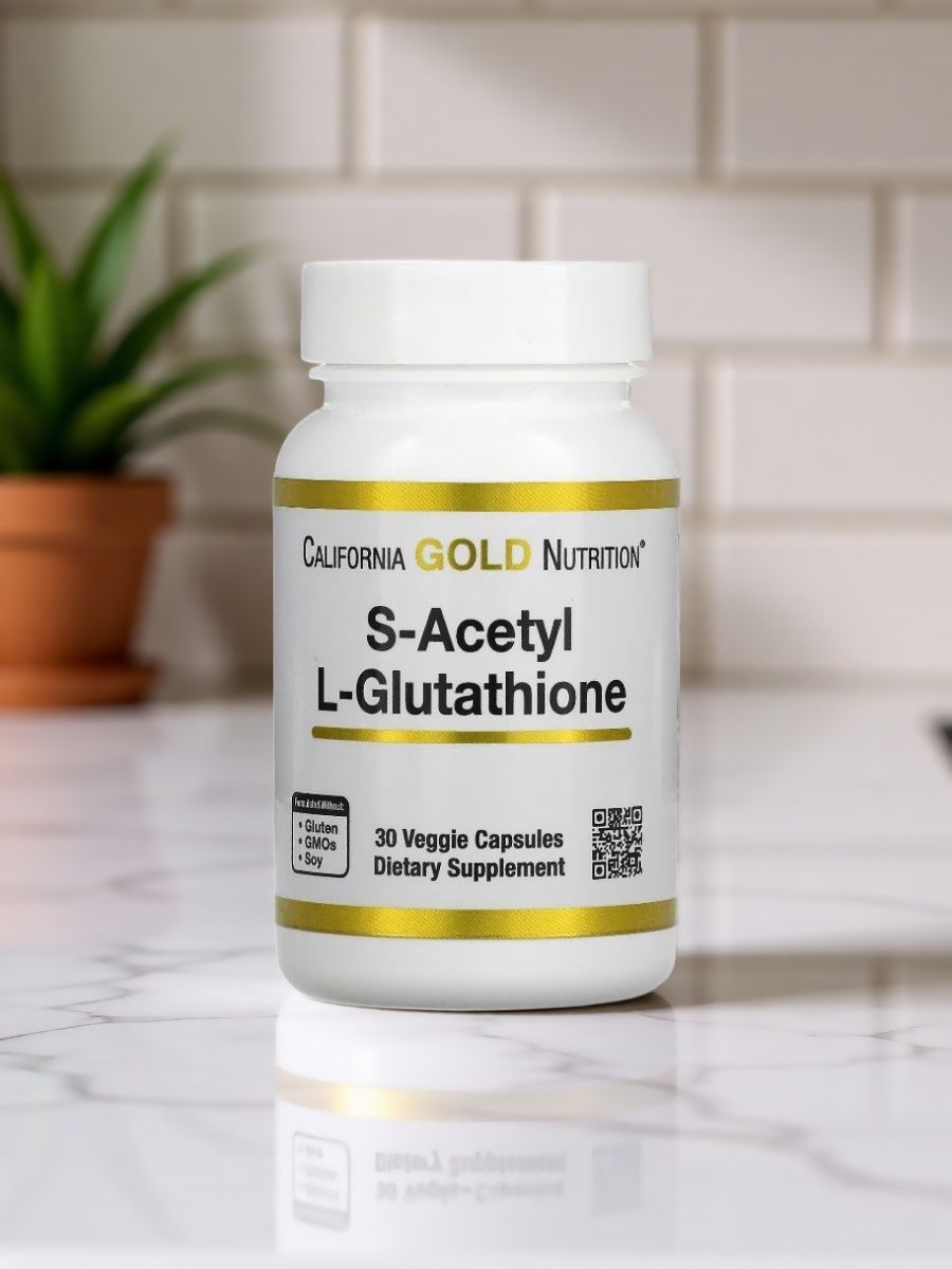 S-ацетил-L-глутатион 100 мг, 30 растительных капсул California Gold Nutrition
