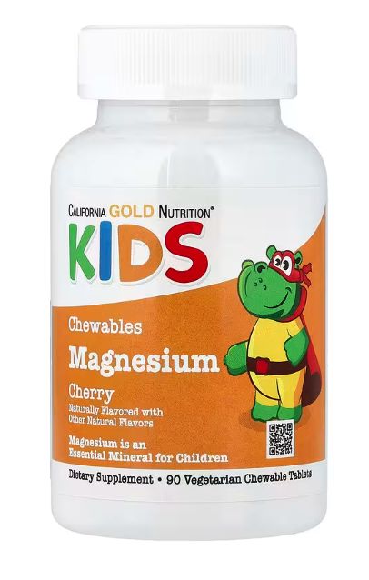 california gold nutrition, жевательные таблетки с магнием для детей, вишнёвый вкус, 90 вегетарианских таблеток