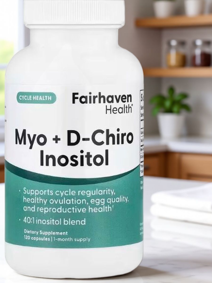 Упаковка мио-инозитола и D-хиро-инозитола Fairhaven Health 120 капсул