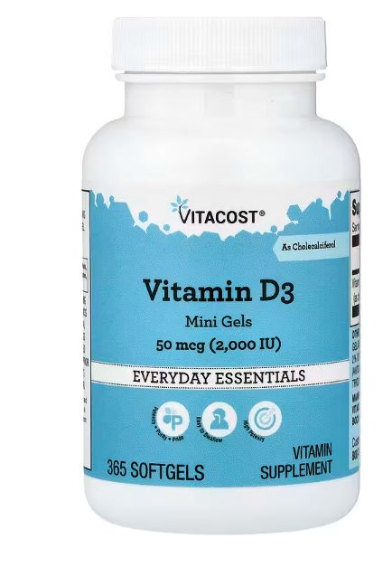vitacost Витамин Д3 2000 МЕ 365 капсул (США)