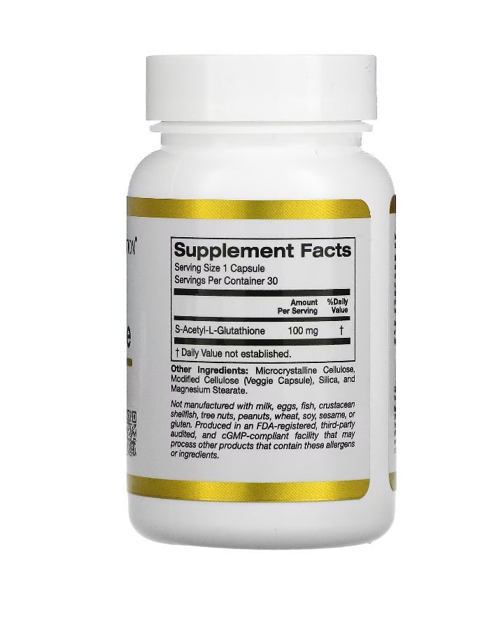 s ацетил l глутатион, антиоксидант, california gold nutrition, 100 мг, 30 растительных капсул