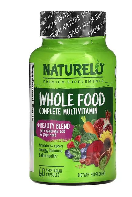 naturelo, Полноценный мультивитаминный комплекс из цельных продуктов, 60 вегетарианских капсул