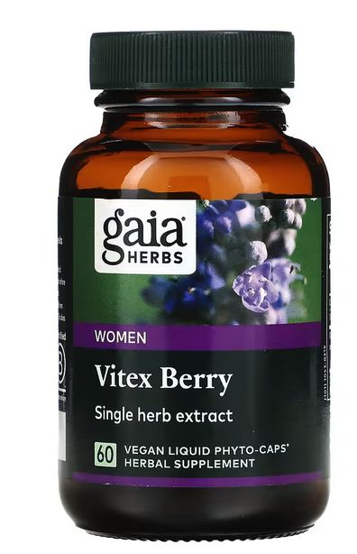 Витекс, vitex berry, добавка для женщин, 60 веганских капсул с жидким содержимым, gaia herbs