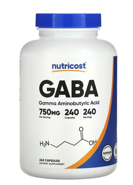 Упаковка ГАМК 750 мг капсулы Nutricost 240 штук