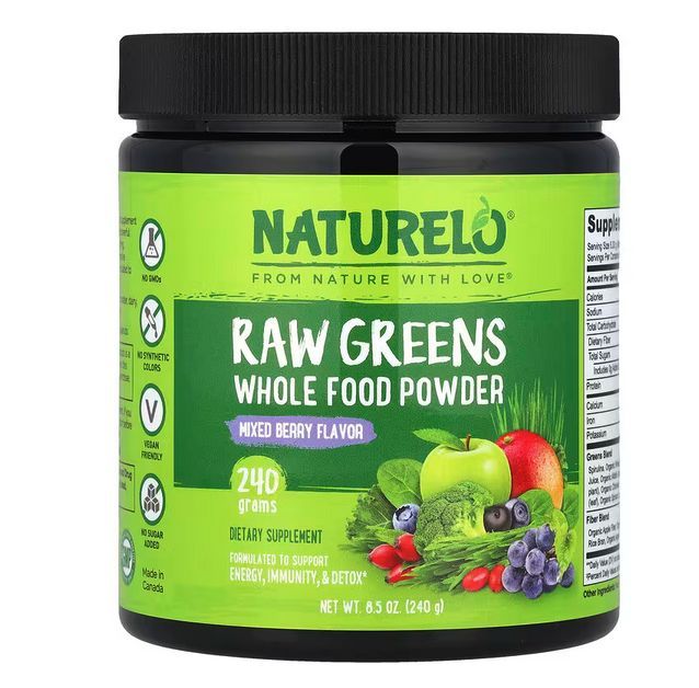 Порошок NATURELO из необработанной зелени с ягодами, 240 г