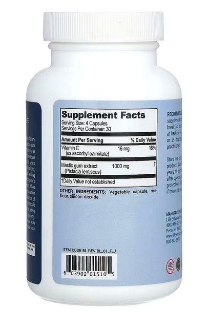 life enhancement, bye lori , мастиковая смола для желудка , 120 капсул