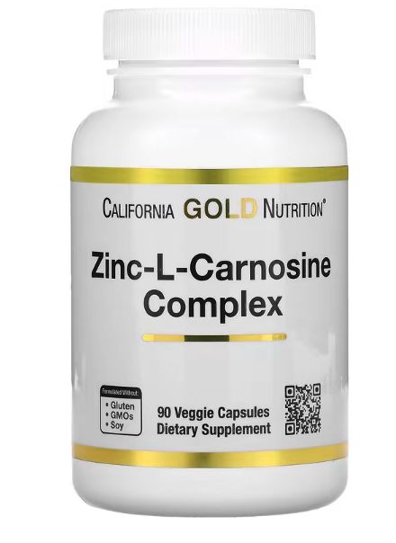 california gold nutrition, комплекс с цинк l карнозином, 90 вегетарианских капсул