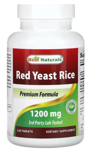 Красный ферментированный рис, 1200 мг, 120 таблеток best naturals (США)