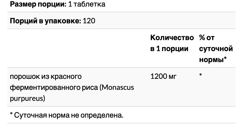 Красный ферментированный рис, 1200 мг, 120 таблеток best naturals (США)