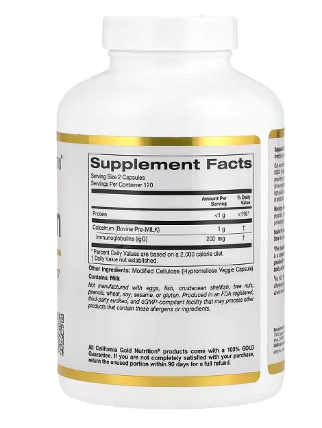 california gold nutrition, молозиво с 20% иммуноглобулинов igg, колострум 240 растительных капсул