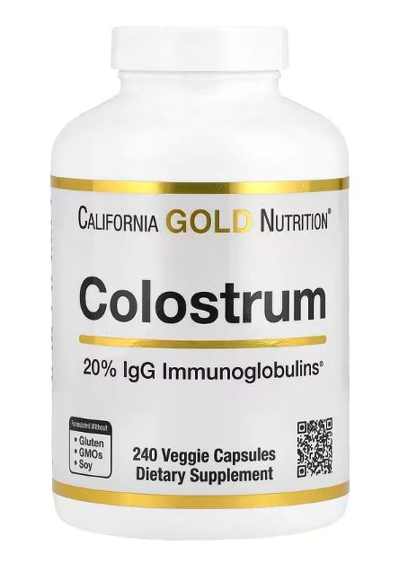 california gold nutrition, молозиво с 20% иммуноглобулинов igg, колострум 240 растительных капсул