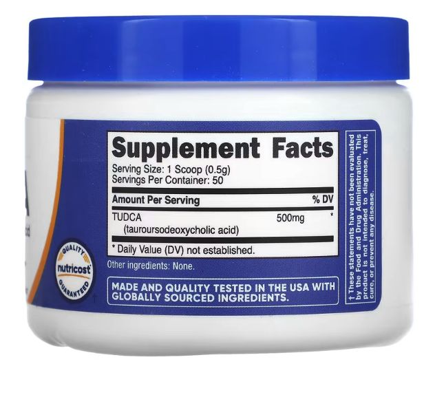 nutricost, tudca, без добавок, 25 г