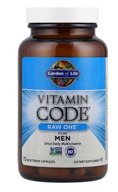 garden of life, vitamin code , raw one, мультивитаминная добавка для мужчин, для приёма 1 раз в день, 75 вегетарианских капсул