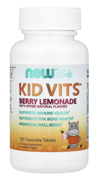 now foods, kids, kid vits , детские витамины, со вкусом ягодного лимонада, 120 жевательных таблеток