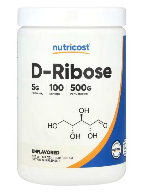 nutricost, d рибоза, без добавок, 500 г