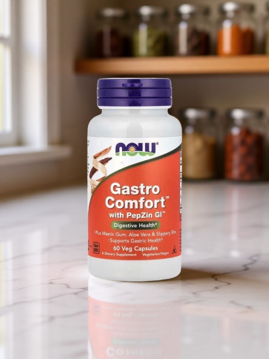 NOW Foods Gastro Comfort с PepZin GI, 60 растительных капсул