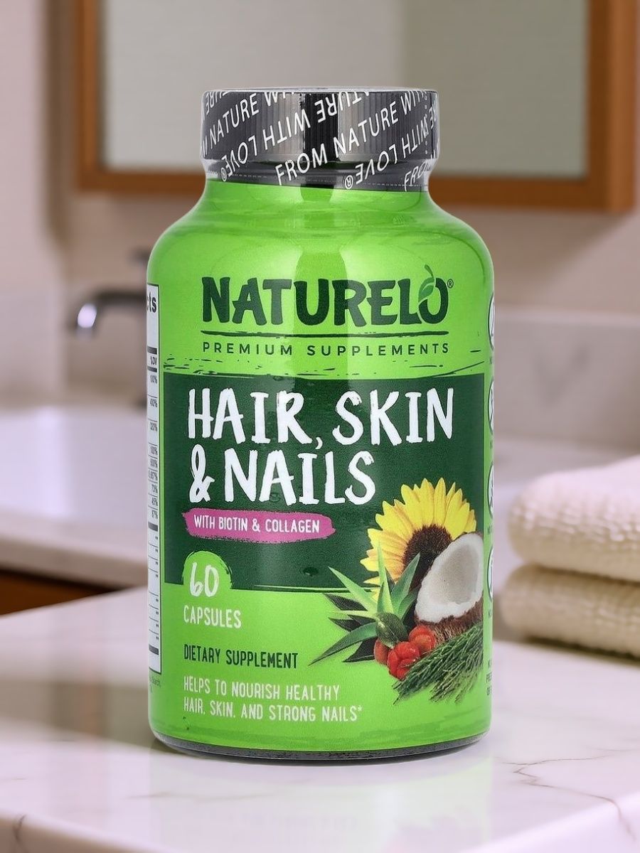 Капсулы NATURELO для волос, кожи и ногтей с биотином и коллагеном, 60 шт