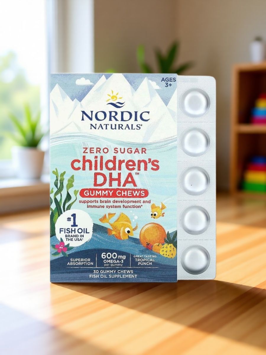 Жевательные таблетки с омега-3 Nordic Naturals, вкус тропический пунш, упаковка 30 шт