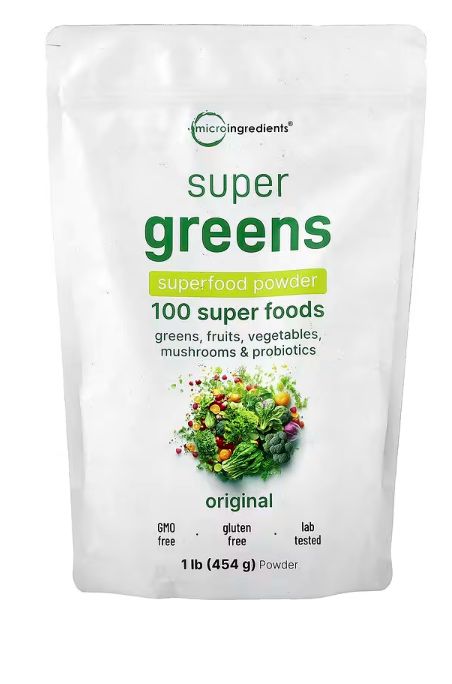 micro ingredients, super greens, суперфуды в порошке, оригинальный вкус, 454 г