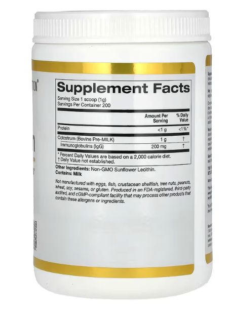 california gold nutrition, концентрированное молозиво в порошке, 200 г
