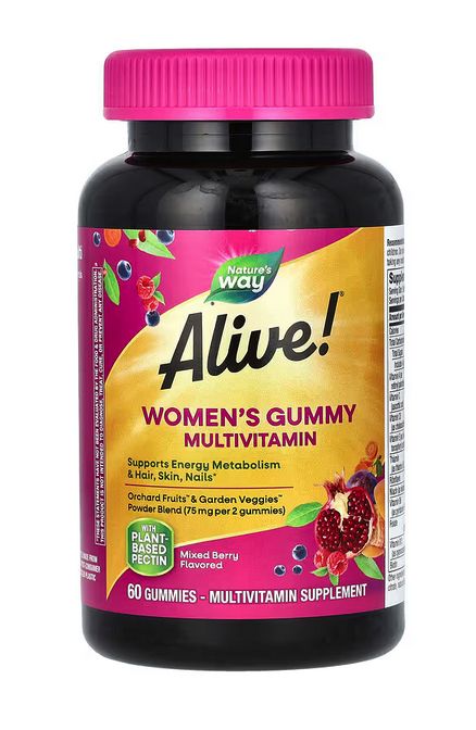 Alive! мультивитамины для женщин, 60 жевательных таблеток ягодный вкус