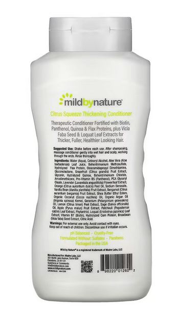 mild by nature, кондиционер для густоты волос, с В комплексом и биотином, цитрусовый, 473 мл (16 жидк. унций)
