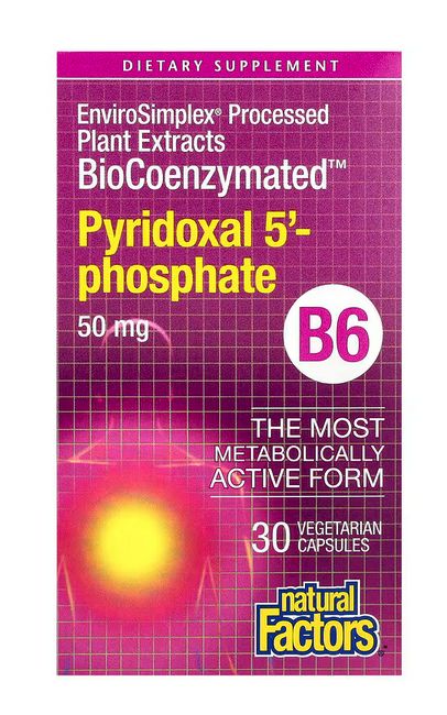 biocoenzymated, b6, пиридоксал 5 фосфат,в метаболически активной форме , 50 мг, 30 вегетарианских капсул