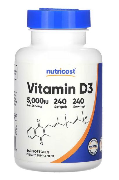 Витамин Д3 5000 МЕ Nutricost, флакон 240 капсул