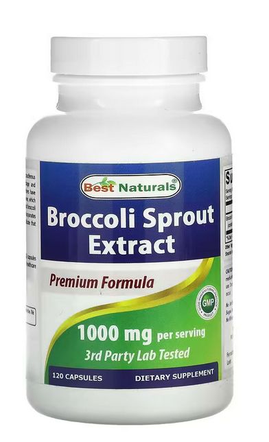 Экстракт ростков брокколи, 1000 мг, 120 капсул (500 мг в 1 капсуле) ,best naturals