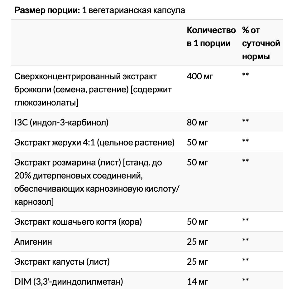 life extension, экстракт крестоцветных овощей тройного действия, 60 вегетарианских капсул