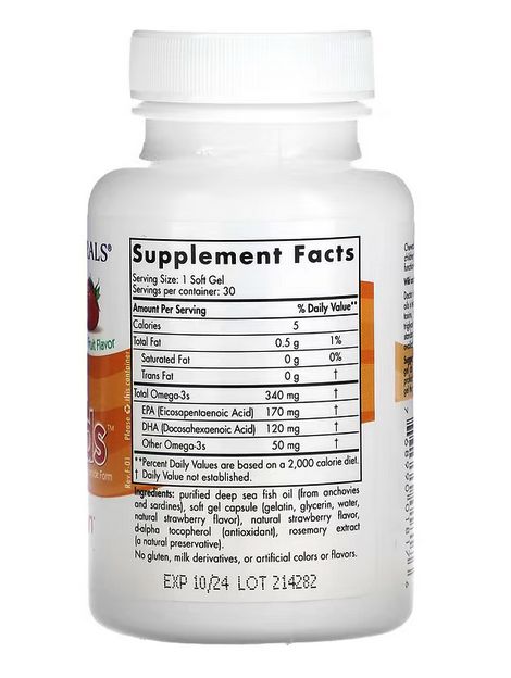 Омега 3 для детей, со вкусом натуральных фруктов, 30 капсул ,nordic naturals (США)
