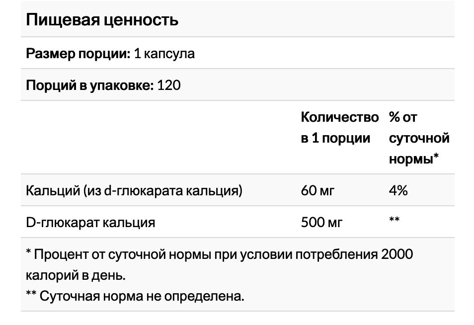 d глюкарат кальция, 500 мг, 120 капсул ,nutricost (США)