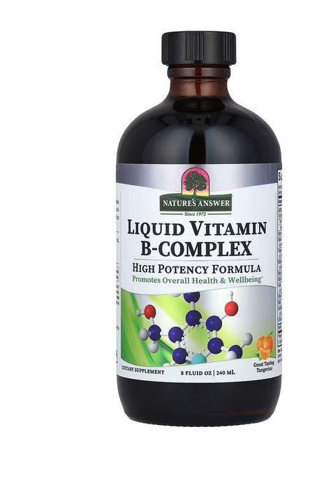 Бутылка жидкого комплекса витаминов группы B Nature's Answer 240 мл со вкусом мандарина