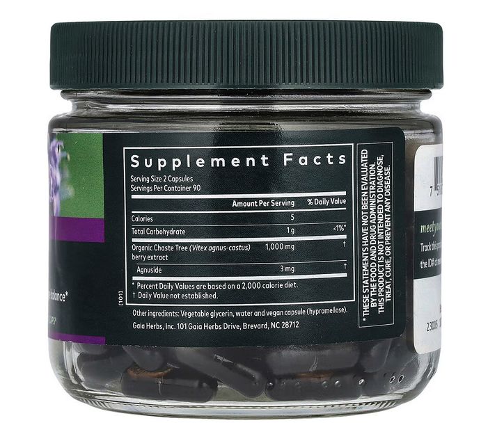 gaia herbs, vitex berry, Витекс священный ,180 веганских жидких фитокапсул