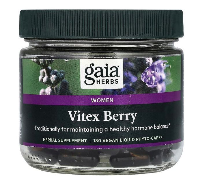 gaia herbs, vitex berry, Витекс священный ,180 веганских жидких фитокапсул
