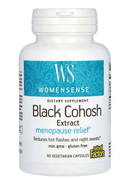 Natural Factors WomenSense черный кохош 90 вегетарианских капсул