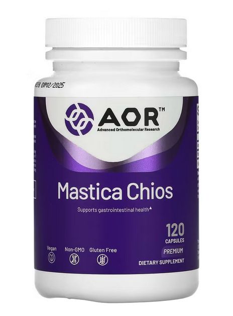 advanced orthomolecular research aor, mastica chios, мастиковая смола для желудка из Греции с острова Хиос, 400 мг, 120 вегетарианских капсул