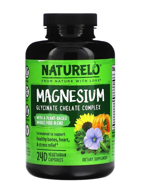 Флакон NATURELO глицинат магния 240 вегетарианских капсул