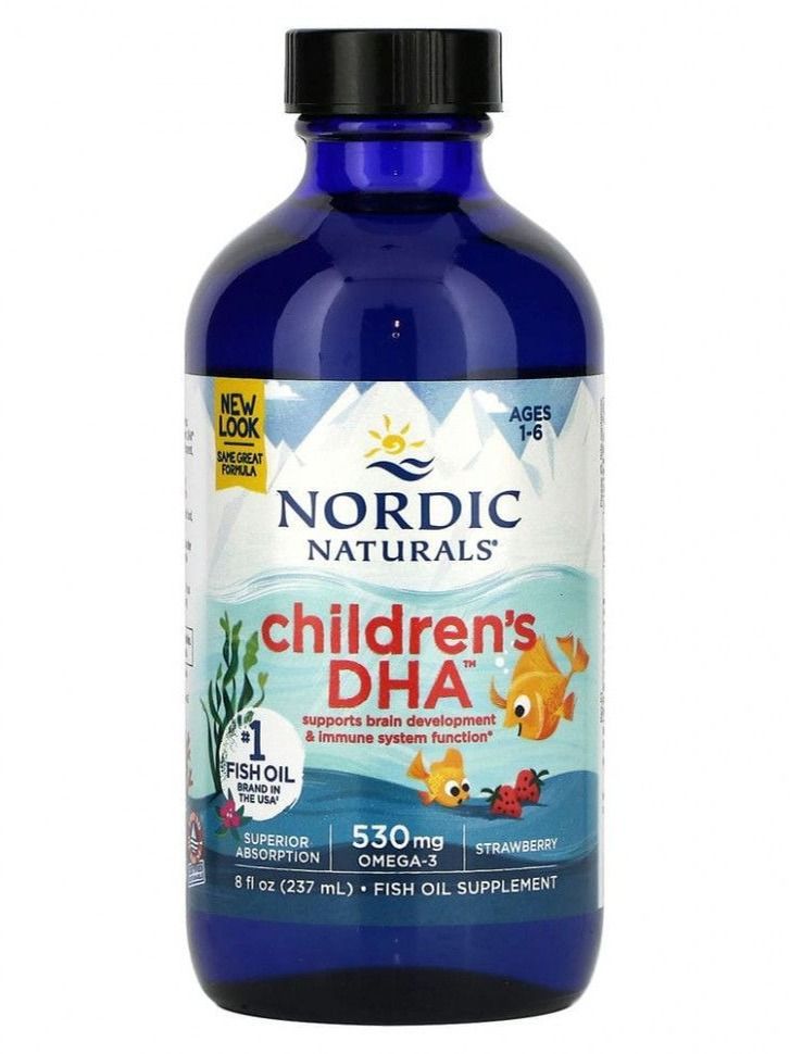 nordic naturals, ДГК (237 мл) для детей от 1 года с клубничным вкусом