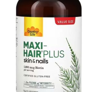 Country Life Maxi-Hair Plus, 360 вегетарианских капсул с биотином