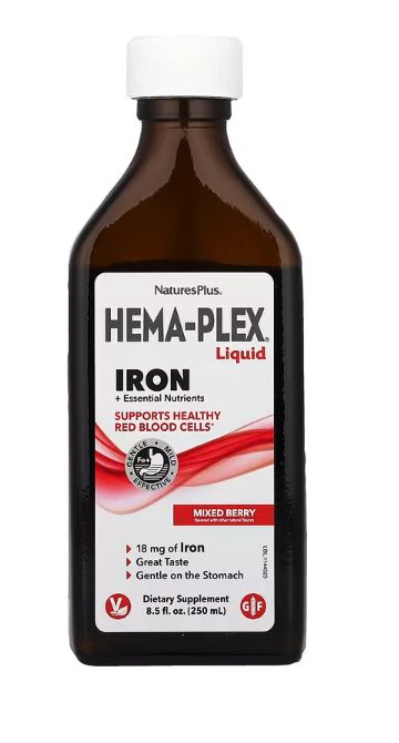 naturesplus, hema plex, жидкое железо и необходимые питательные вещества, ягодный вкус, 250 мл