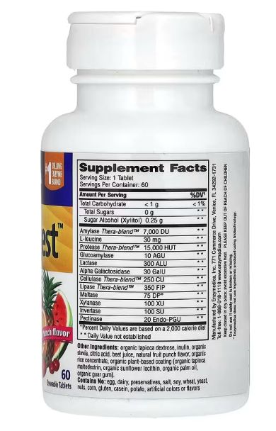 enzymedica, kids digest, жевательные ферменты для детей, со вкусом фруктового пунша, 60 таблеток
