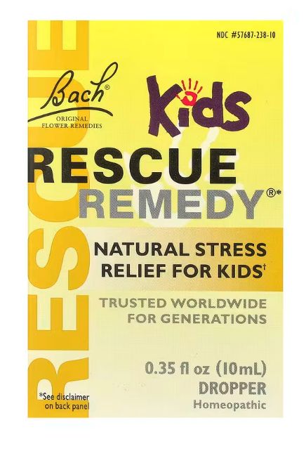 bach, rescue remedy kids, натуральное детское средство для снятия стресса, упаковка с пипеткой, 10 мл
