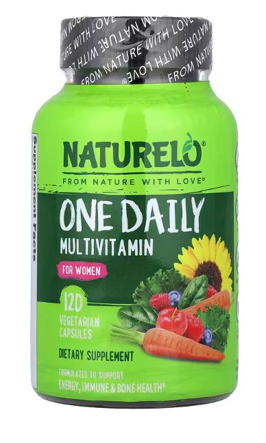 NATURELO One Daily мультивитамины для женщин, флакон 120 вегетарианских капсул