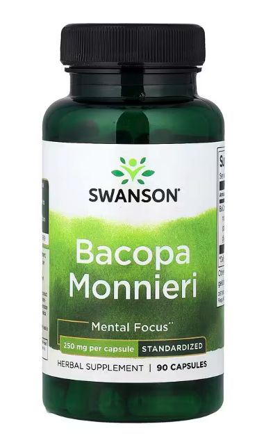 swanson, бакопа Монье, 250 мг, 90 капсул