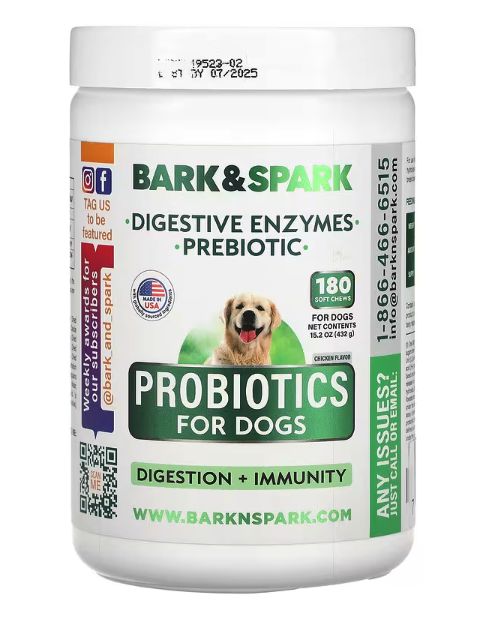 bark&spark, пробиотики для собак, со вкусом курицы, 180 жевательных таблеток, 432 г (15,2 унции)