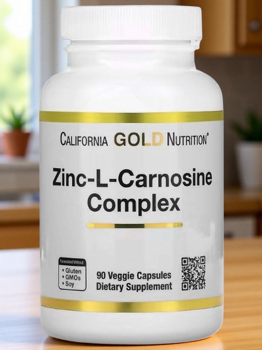 California Gold Nutrition цинк L-карнозин 90 вегетарианских капсул